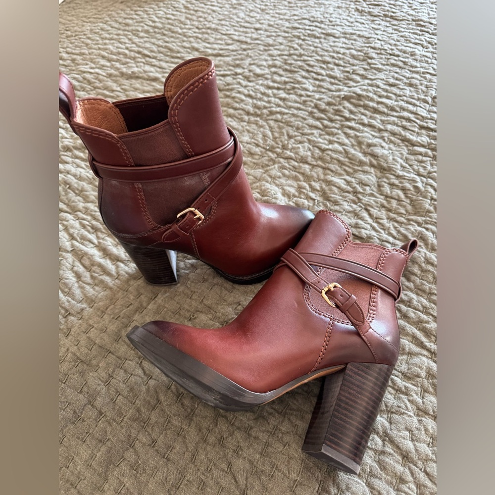 Coach Chestnut Heeled Boots